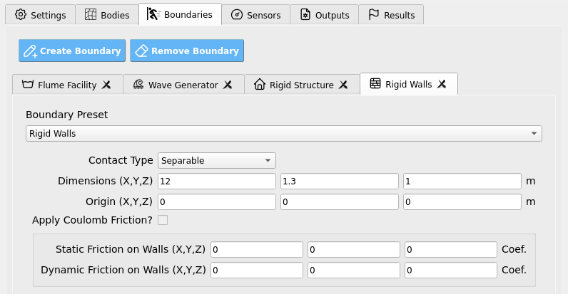 HydroUQ Rigid Walls panel.