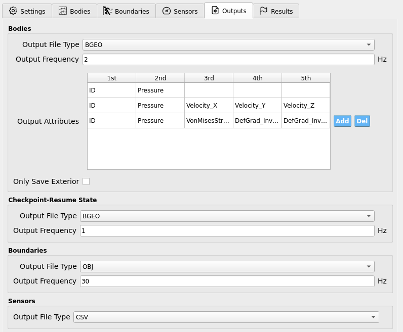 HydroUQ Outputs panel.