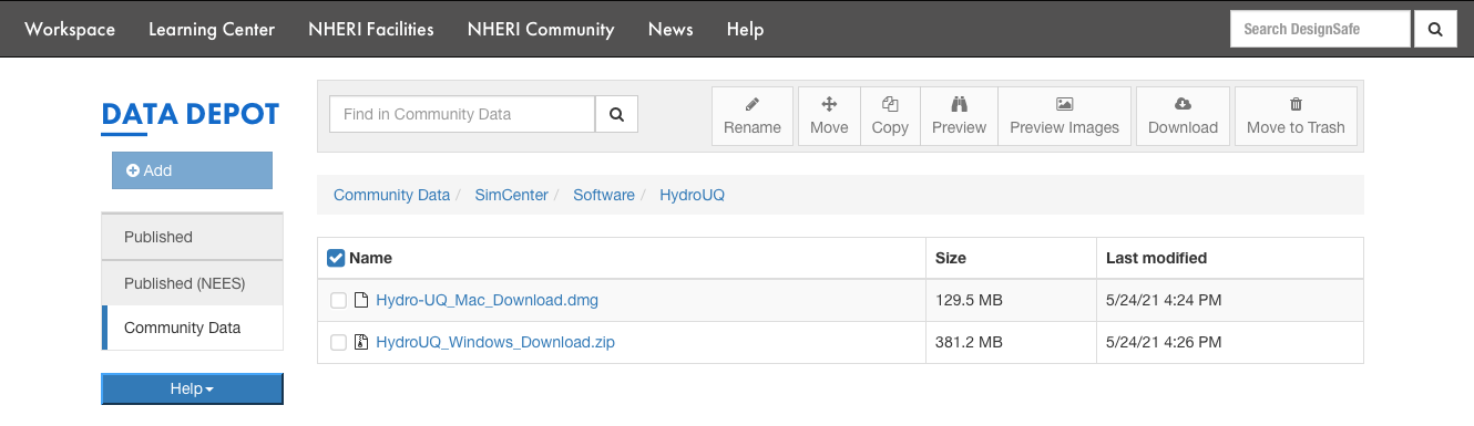HydroUQ tool download page