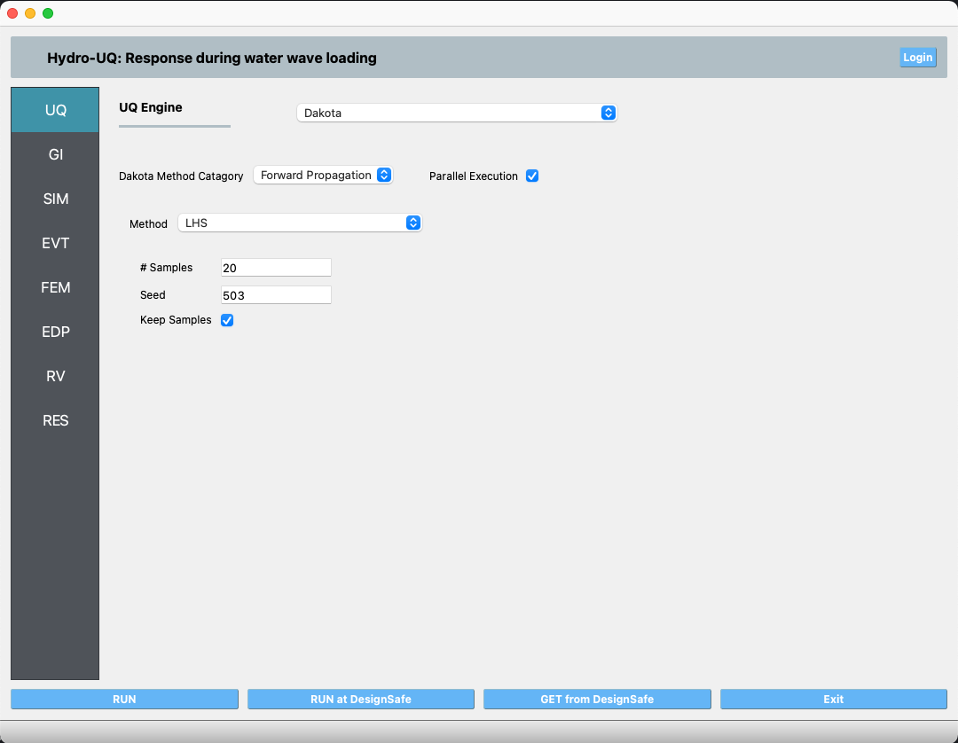 HydroUQ tool on startup in the mac OS.