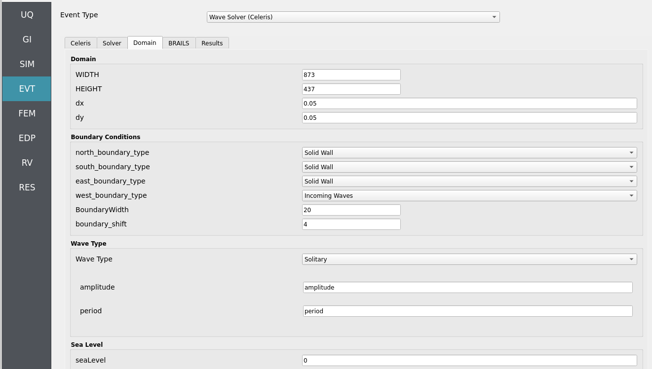 EVT panel showing Celeris Domain configuration.